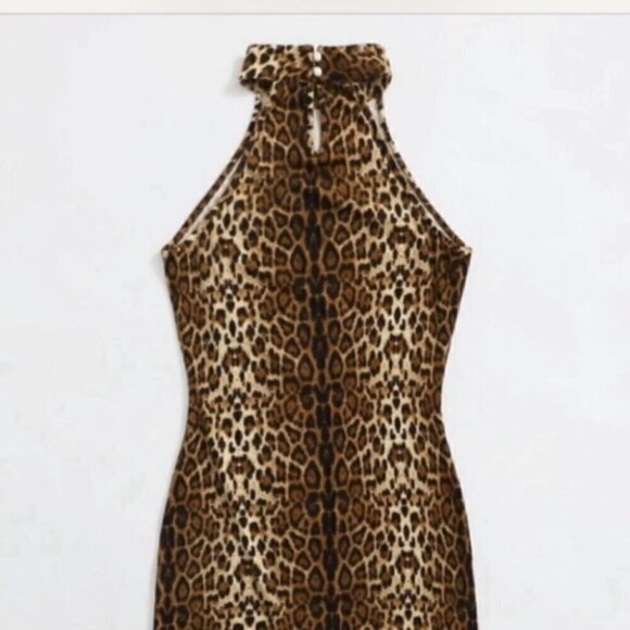 LEOPARD Print Mini Dress Stretchy Size M - Picture 2 of 12